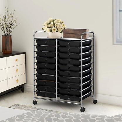 10-Drawer Rolling Storage Cart, Utility Mobile Trolley | Removable Drawers & Universal Casters & 2 Brakes, Versatile Flexible Drawer Organizer Cart for Home, Office (Yellow)