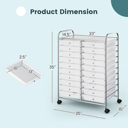 10-Drawer Rolling Storage Cart, Utility Mobile Trolley | Removable Drawers & Universal Casters & 2 Brakes, Versatile Flexible Drawer Organizer Cart for Home, Office (Yellow)
