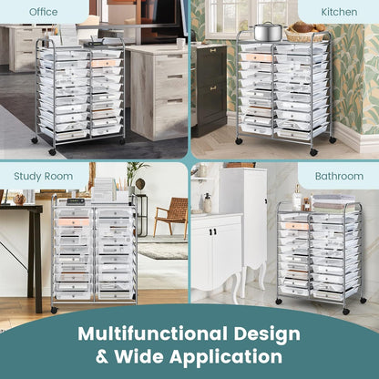 10-Drawer Rolling Storage Cart, Utility Mobile Trolley | Removable Drawers & Universal Casters & 2 Brakes, Versatile Flexible Drawer Organizer Cart for Home, Office (Yellow)