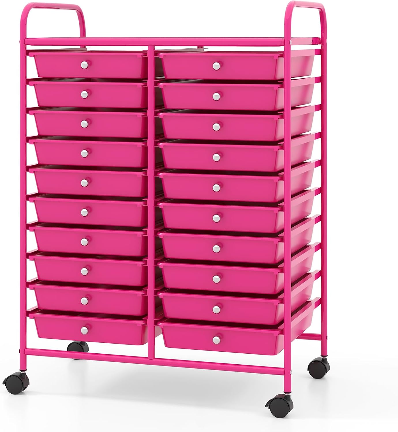 10-Drawer Rolling Storage Cart, Utility Mobile Trolley | Removable Drawers & Universal Casters & 2 Brakes, Versatile Flexible Drawer Organizer Cart for Home, Office (Yellow)