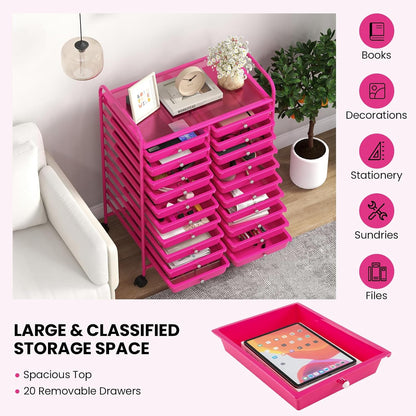 10-Drawer Rolling Storage Cart, Utility Mobile Trolley | Removable Drawers & Universal Casters & 2 Brakes, Versatile Flexible Drawer Organizer Cart for Home, Office (Yellow)
