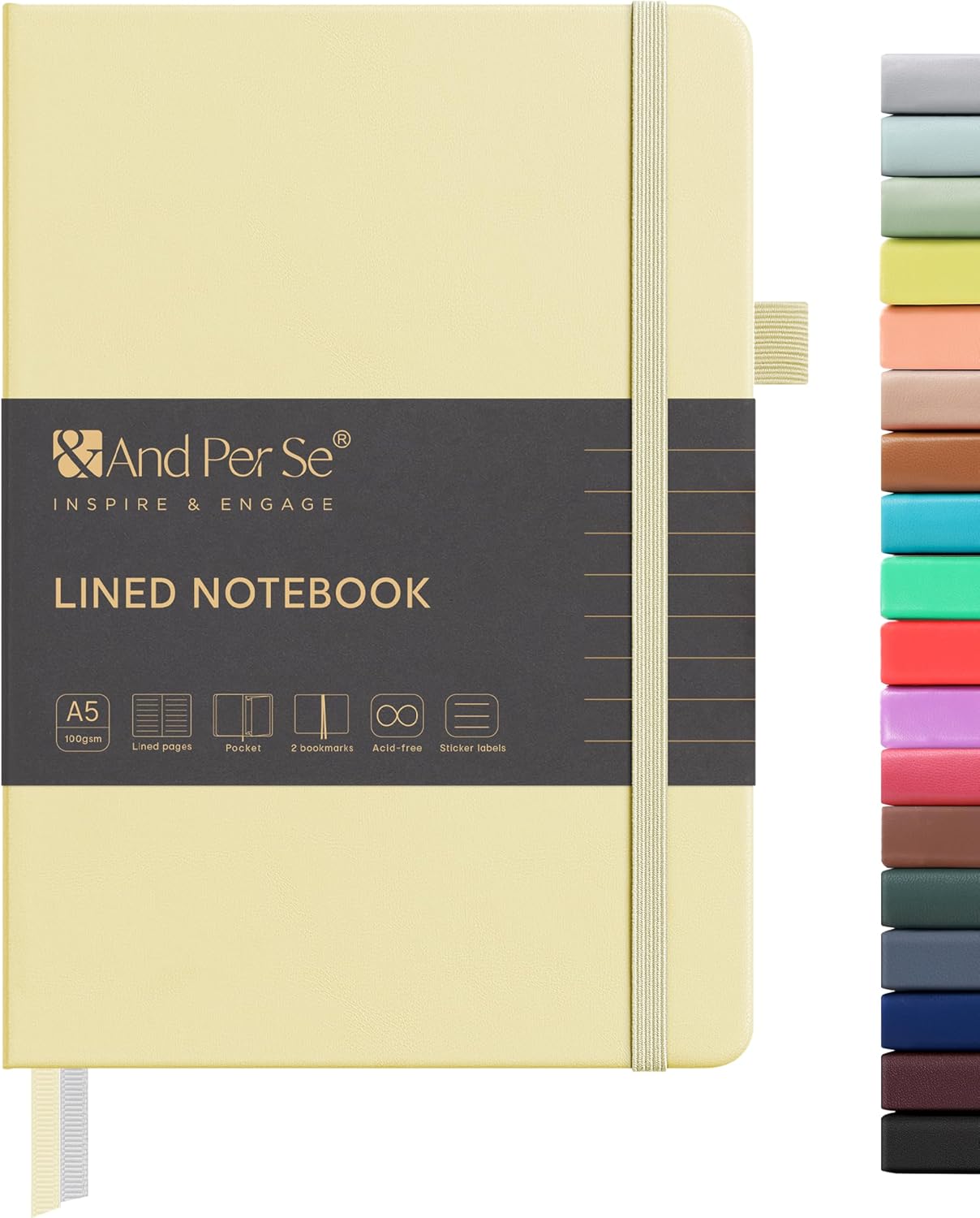 & Lined Journal Notebook, 160 Pages, A5 5.7 x 8 inches College Ruled Thick Paper Notebook Journals for Writing, Hardcover Notebooks for Women Men Office School (1 Pack, Light Yellow)