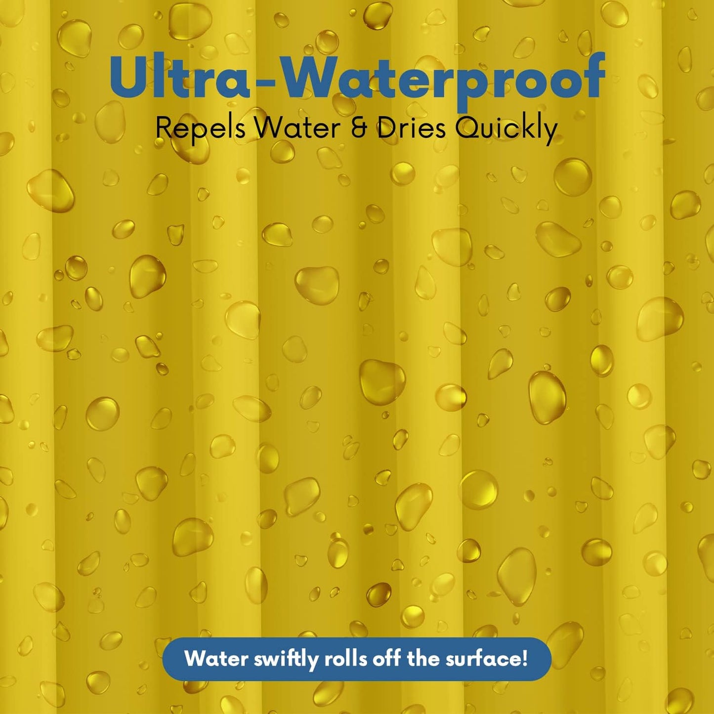 No Smell Shower Curtain Liner 72x72 Yellow - PEVA Plastic Shower Curtain for Bathroom, PVC-Free Waterproof Yellow Shower Liner with Metal Grommets and Magnet-Weighted Bottom Hem - Washable Liner