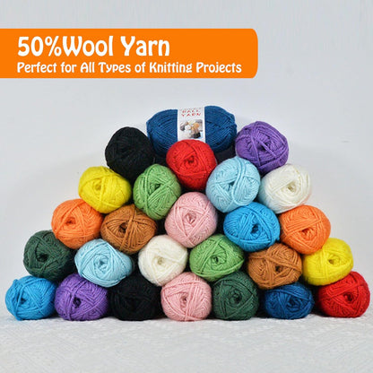 50% Wool Yarn for Crocheting and Knitting,131yds/120m Crochet Yarn for Beginners, Suitable for Sweater,Scarf,Hat(Yellow)