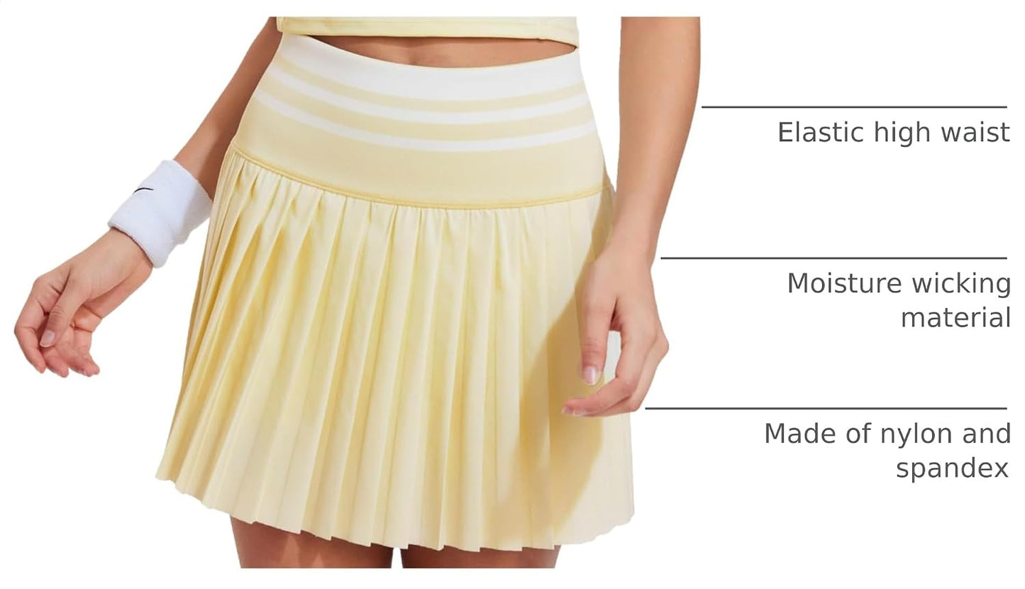 Two Piece Tennis Skirt Set for Women High Waisted Pleated Athletic Golf Skirt Sets Women 2 Piece Outfits with Pockets