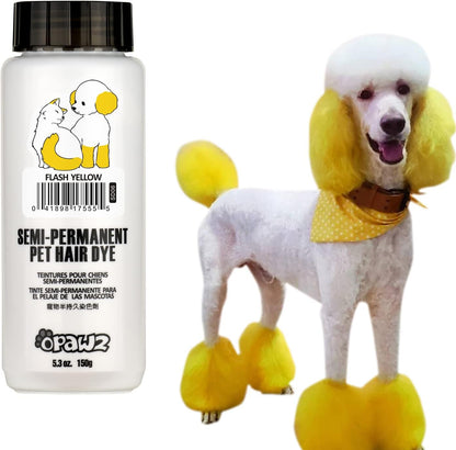 Semi-Permanent Dog Hair Dye, Food-Grade Pigment Dog Dye, Non-Toxic Pet Hair Dye for Dogs, Cats and All Pets Can be Bathed (Flash Yellow)