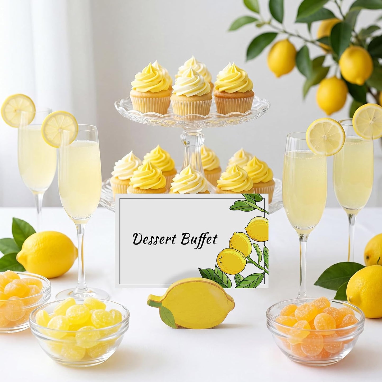 12 Pcs Lemon Place Card Holders Lemon Stand Supplies Fruit Wooden Cards Holder Summer Themed Table Decor for Lemonade Party Supplies Birthday Baby Shower Wedding Table Setting Decorations