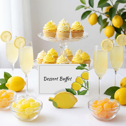 12 Pcs Lemon Place Card Holders Lemon Stand Supplies Fruit Wooden Cards Holder Summer Themed Table Decor for Lemonade Party Supplies Birthday Baby Shower Wedding Table Setting Decorations