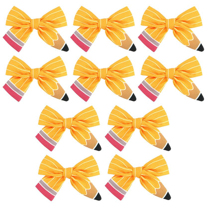 10PCS Back to School Pencil Hair Clips Yellow Bow Hair Accessory | Teacher Student Cute First Day of School Outfits