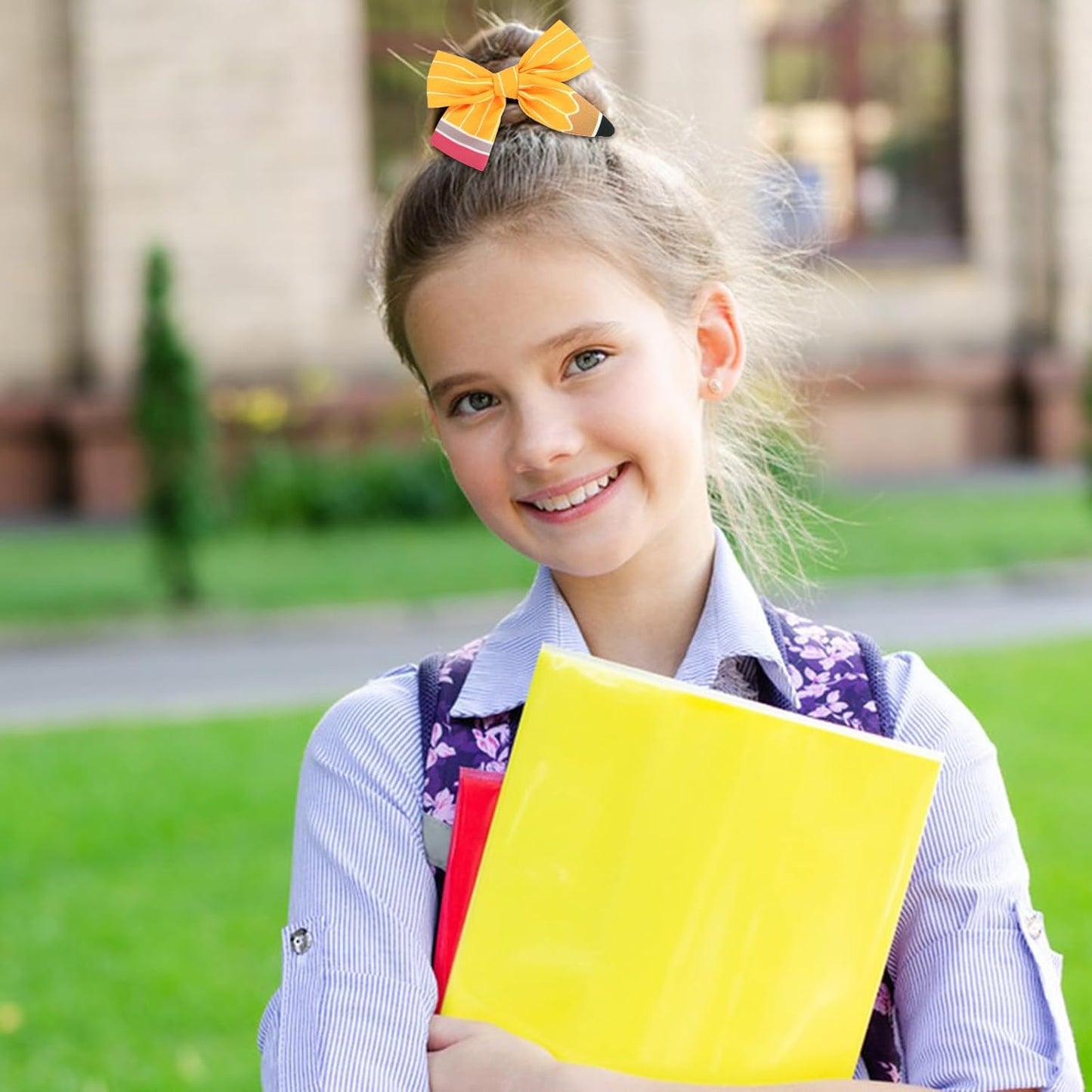 10PCS Back to School Pencil Hair Clips Yellow Bow Hair Accessory | Teacher Student Cute First Day of School Outfits