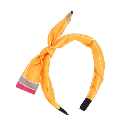 Back to School Headband Pencil Hairband for Women Teachers Cute Yellow Pencil Bow Knotted Headband, Non-slip Fabric Headpiece for First Day of School, Party, Cosplay, Student Costume Hair Accessories