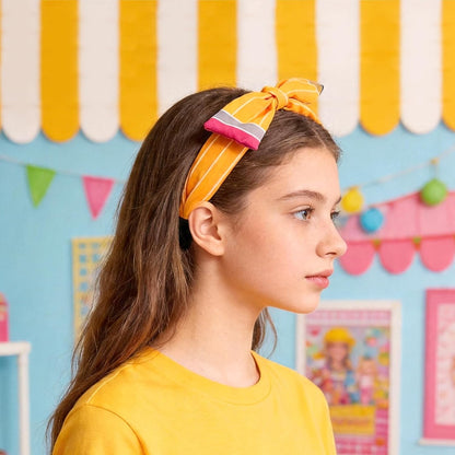Back to School Headband Pencil Hairband for Women Teachers Cute Yellow Pencil Bow Knotted Headband, Non-slip Fabric Headpiece for First Day of School, Party, Cosplay, Student Costume Hair Accessories