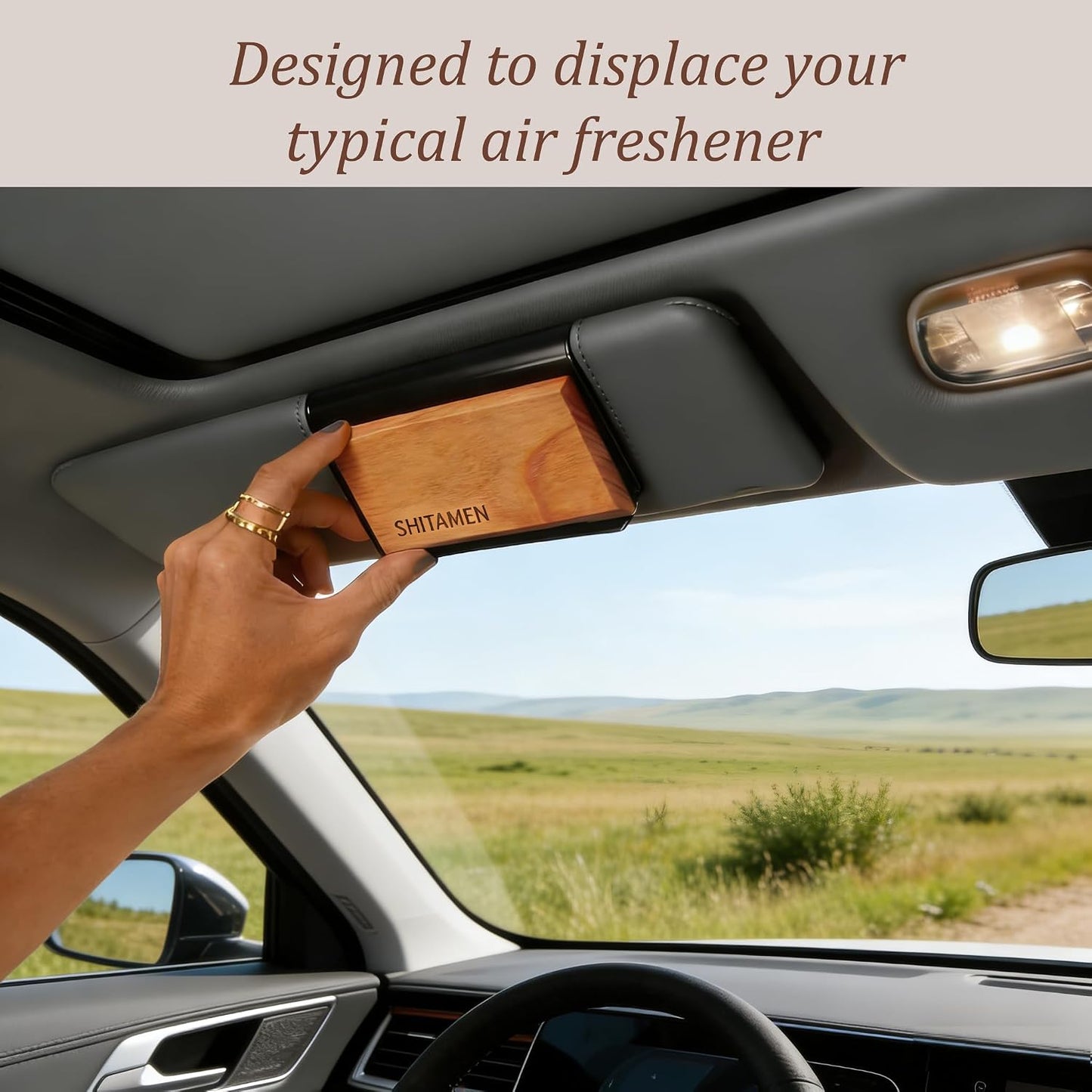 Wood Car Air Freshener for Visor Clip - Wood Air Freshener - Car Odor Eliminator -Variety Scent Refill, Vehicle Scent Diffuser for Cabin, Truck & SUV - 4 Pack -CLIP INCLUDED (4 Scent)