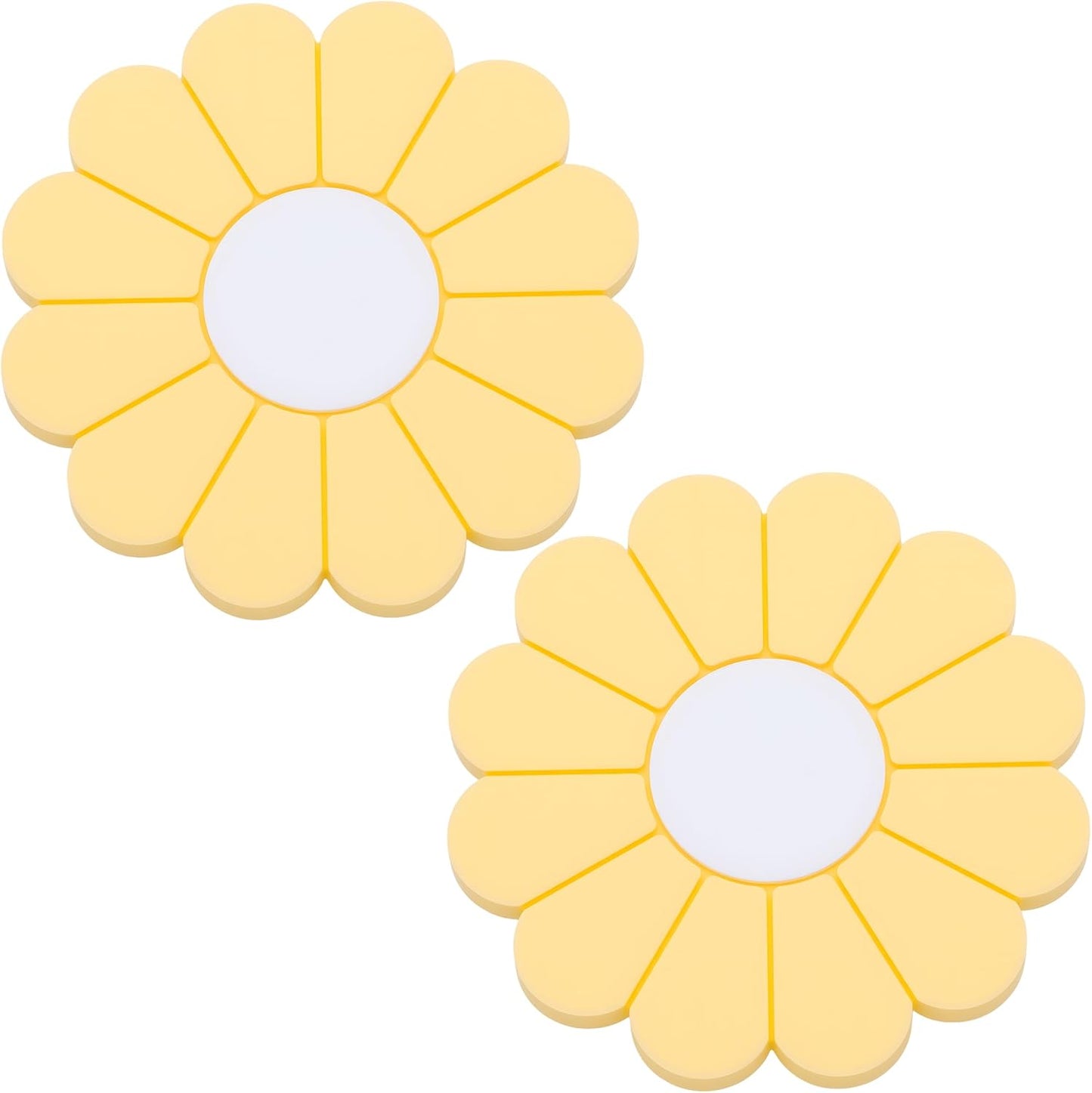 2-Pack Car Cup Holder Coaster Inserts, Daisy Shape, 2.75 Inch Non-Slip Silicone Cup Holder Insert, Universal Non-Slip Cup Holders, Car Accessories Interior for Women and Man (Yellow)