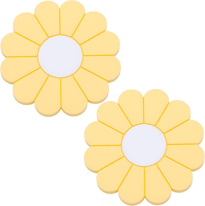 2-Pack Car Cup Holder Coaster Inserts, Daisy Shape, 2.75 Inch Non-Slip Silicone Cup Holder Insert, Universal Non-Slip Cup Holders, Car Accessories Interior for Women and Man (Yellow)