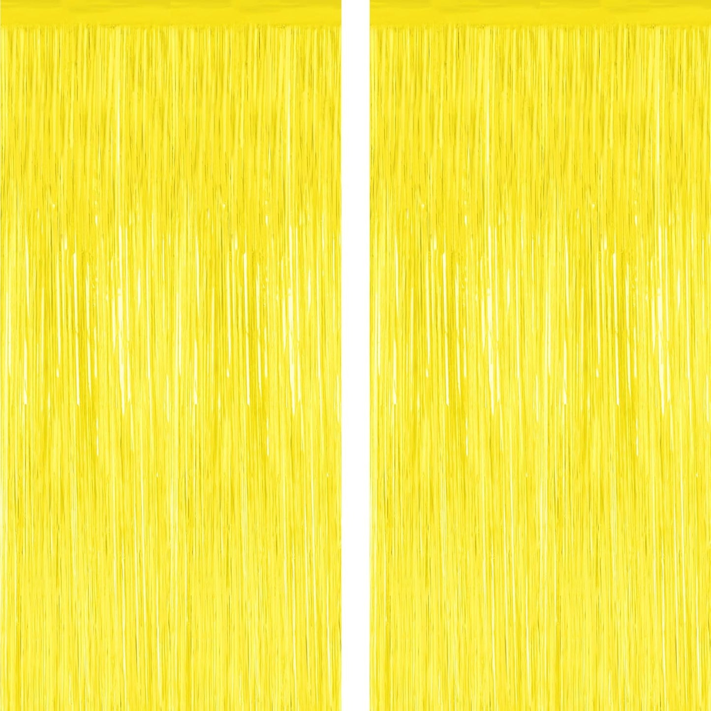 2 Pack Yellow Foil Curtain Streamer Decorations | Yellow, Metallic Foil, 3.28 x 7.05 FT, Tinsel Backdrop, Foil Curtain Streamer, Party Decor, Photo Booth Door Wall Decor