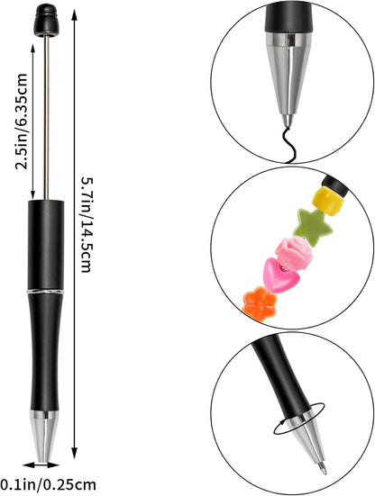30Pcs Yellow Beadable Pens Beaded Ballpoint Pens Bulk for DIY Writing | Beadable Items, Cool Pens, Black Ink, for Women, Journaling, College, Office Supplies, Plastic, Graduation, Gift