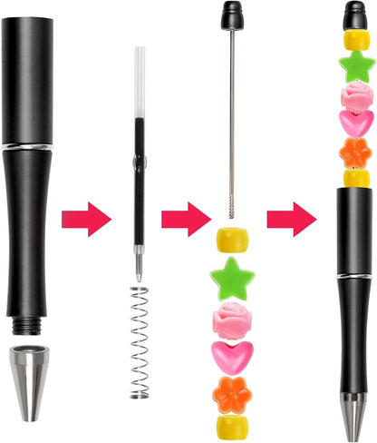 30Pcs Yellow Beadable Pens Beaded Ballpoint Pens Bulk for DIY Writing | Beadable Items, Cool Pens, Black Ink, for Women, Journaling, College, Office Supplies, Plastic, Graduation, Gift