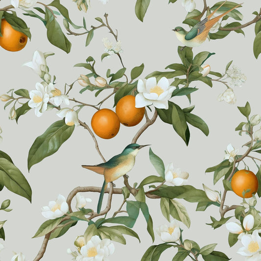 Vintage Bird Leaf Floral Wallpaper Peel and Stick 17.5" x 118",Blue | Self Adhesive/Removable/Waterproof/Thick Vinyl Contact Paper for Bathroom Bedroom Shelf Cabinet Drawer,Prepasted,Easy Peel