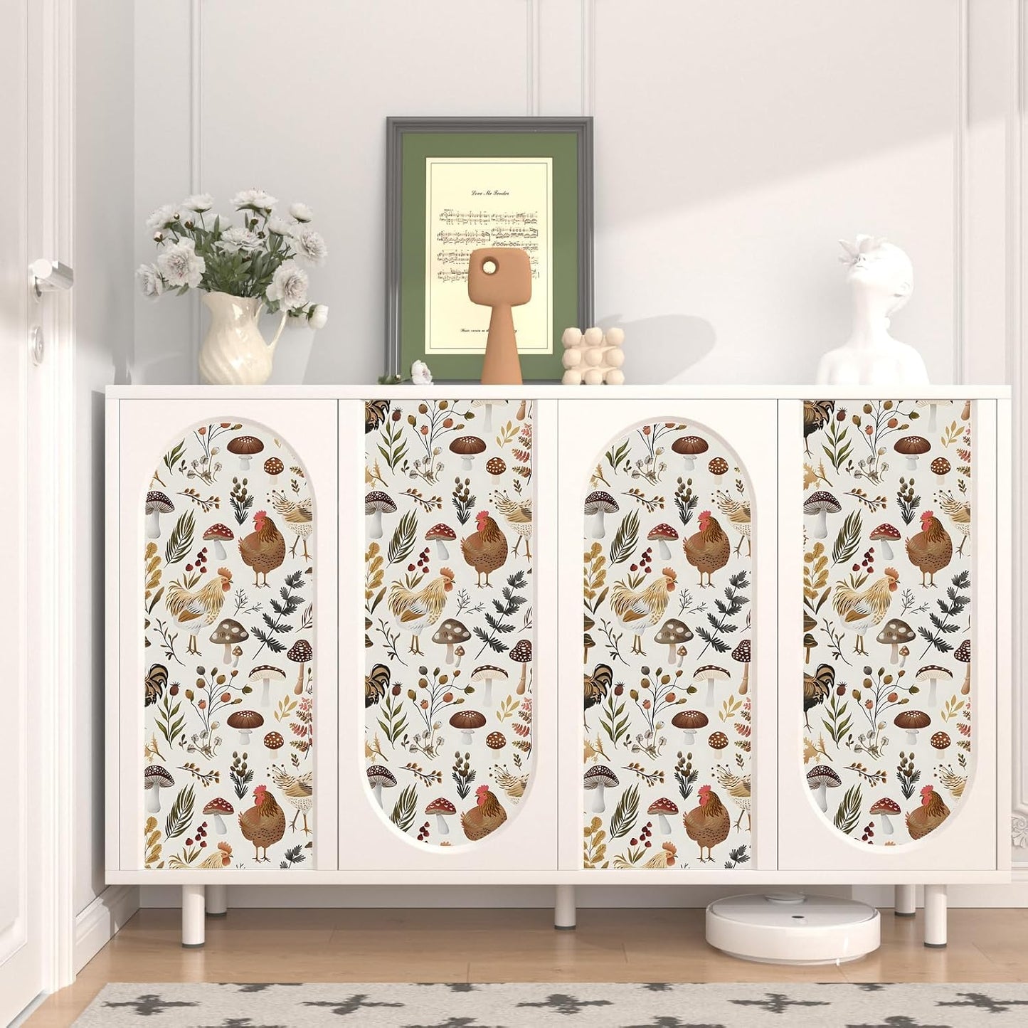 Vintage Bird Leaf Floral Wallpaper Peel and Stick 17.5" x 118",Blue | Self Adhesive/Removable/Waterproof/Thick Vinyl Contact Paper for Bathroom Bedroom Shelf Cabinet Drawer,Prepasted,Easy Peel