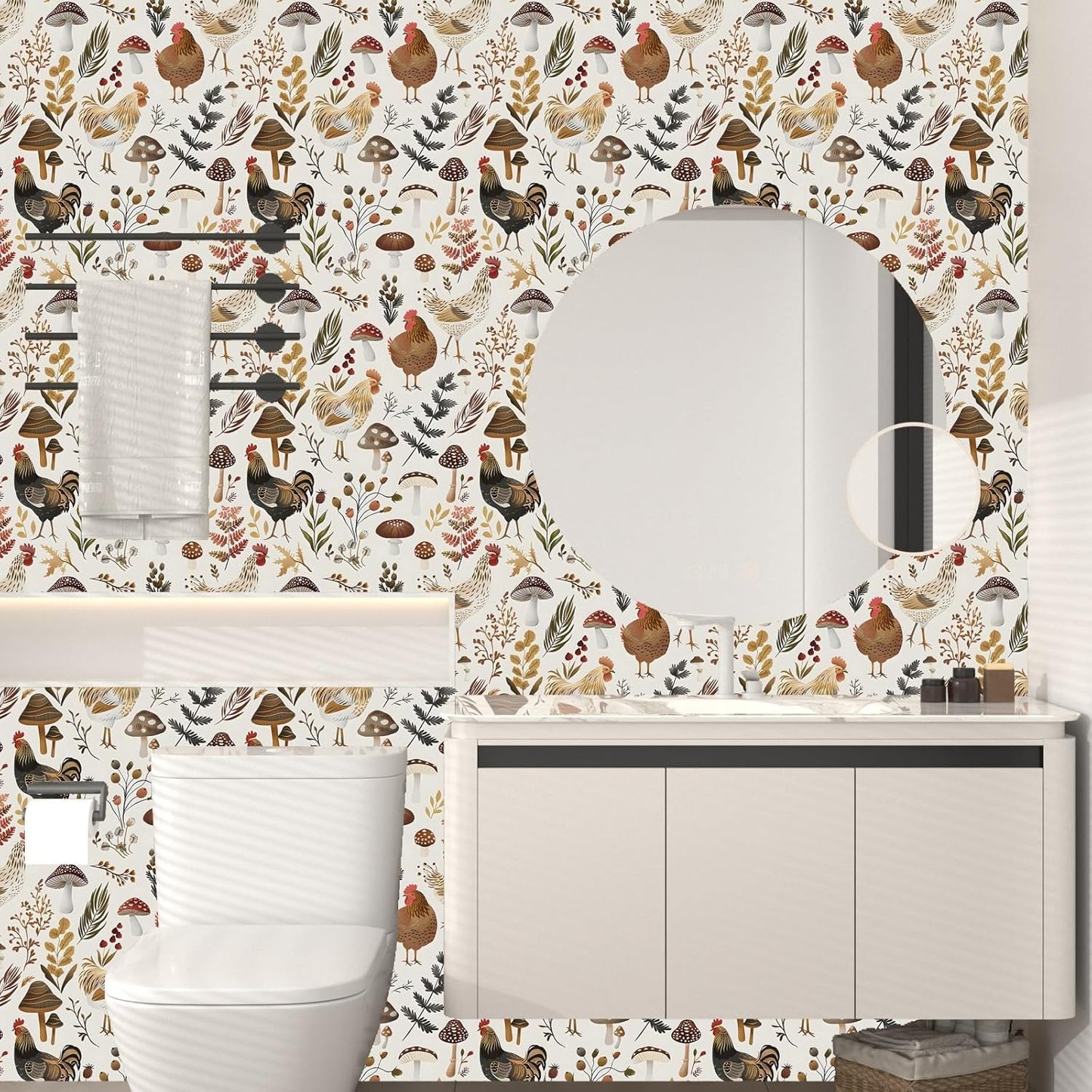 Vintage Bird Leaf Floral Wallpaper Peel and Stick 17.5" x 118",Blue | Self Adhesive/Removable/Waterproof/Thick Vinyl Contact Paper for Bathroom Bedroom Shelf Cabinet Drawer,Prepasted,Easy Peel