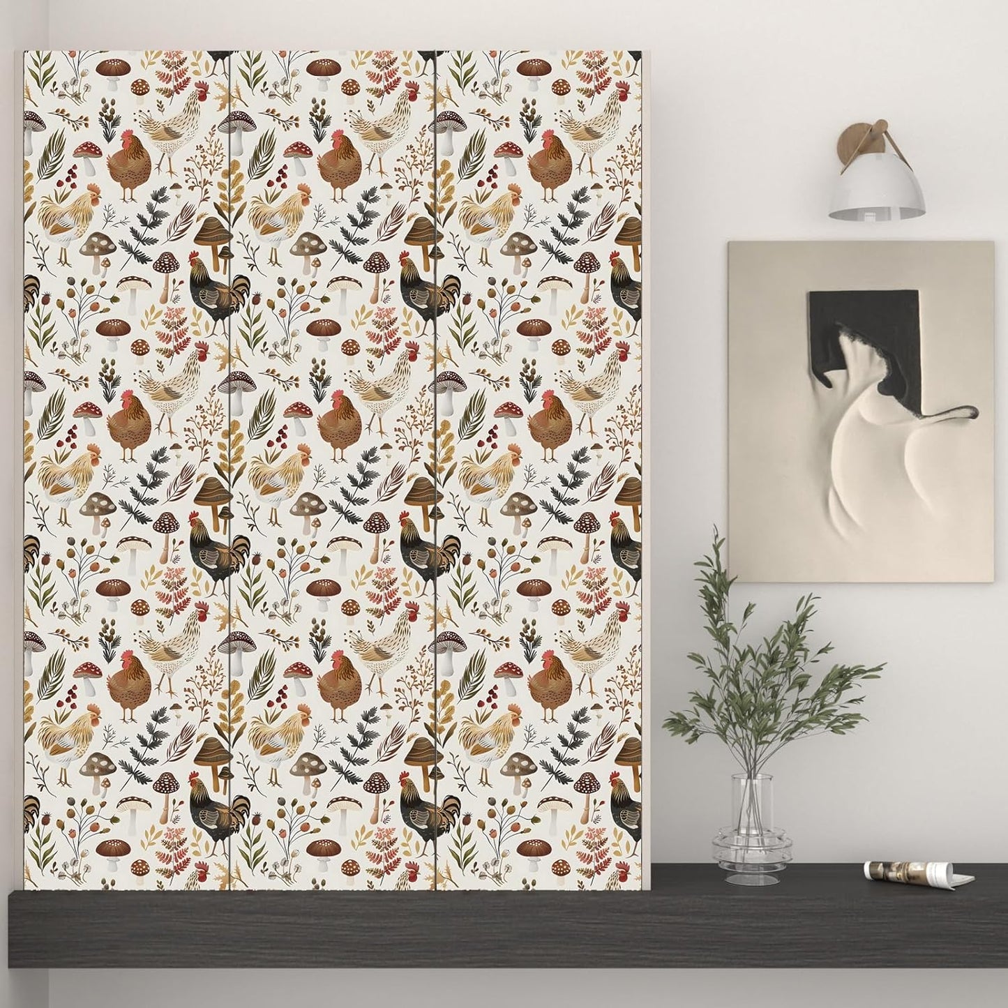 Vintage Bird Leaf Floral Wallpaper Peel and Stick 17.5" x 118",Blue | Self Adhesive/Removable/Waterproof/Thick Vinyl Contact Paper for Bathroom Bedroom Shelf Cabinet Drawer,Prepasted,Easy Peel