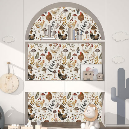 Vintage Bird Leaf Floral Wallpaper Peel and Stick 17.5" x 118",Blue | Self Adhesive/Removable/Waterproof/Thick Vinyl Contact Paper for Bathroom Bedroom Shelf Cabinet Drawer,Prepasted,Easy Peel