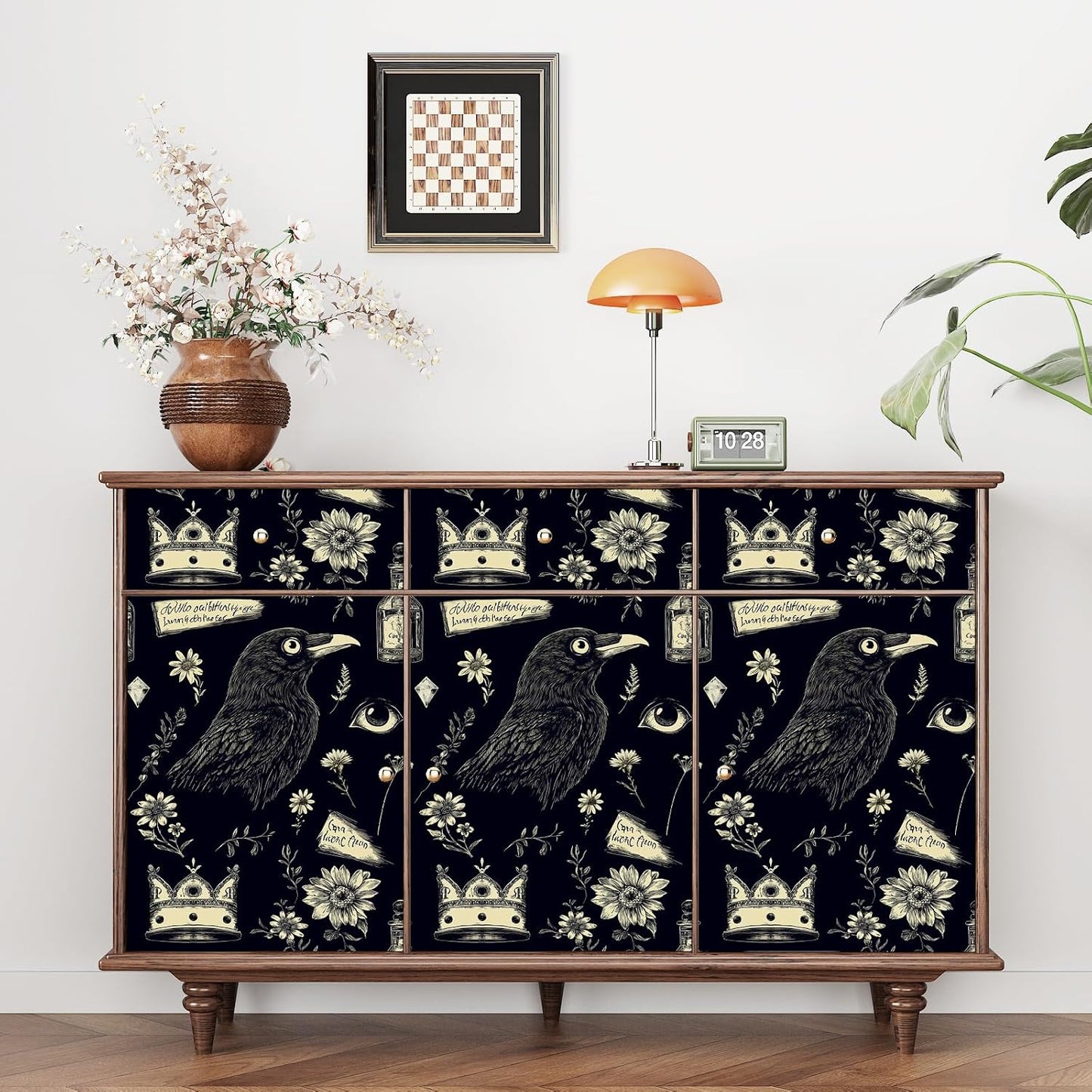 Vintage Bird Leaf Floral Wallpaper Peel and Stick 17.5" x 118",Blue | Self Adhesive/Removable/Waterproof/Thick Vinyl Contact Paper for Bathroom Bedroom Shelf Cabinet Drawer,Prepasted,Easy Peel