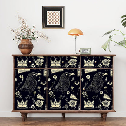 Vintage Bird Leaf Floral Wallpaper Peel and Stick 17.5" x 118",Blue | Self Adhesive/Removable/Waterproof/Thick Vinyl Contact Paper for Bathroom Bedroom Shelf Cabinet Drawer,Prepasted,Easy Peel