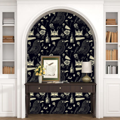 Vintage Bird Leaf Floral Wallpaper Peel and Stick 17.5" x 118",Blue | Self Adhesive/Removable/Waterproof/Thick Vinyl Contact Paper for Bathroom Bedroom Shelf Cabinet Drawer,Prepasted,Easy Peel