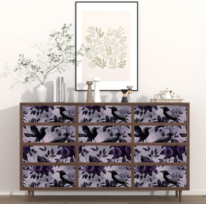 Vintage Bird Leaf Floral Wallpaper Peel and Stick 17.5" x 118",Blue | Self Adhesive/Removable/Waterproof/Thick Vinyl Contact Paper for Bathroom Bedroom Shelf Cabinet Drawer,Prepasted,Easy Peel