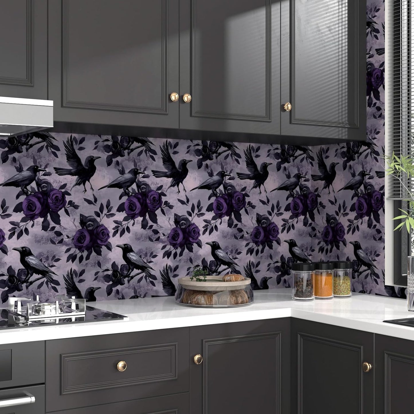 Vintage Bird Leaf Floral Wallpaper Peel and Stick 17.5" x 118",Blue | Self Adhesive/Removable/Waterproof/Thick Vinyl Contact Paper for Bathroom Bedroom Shelf Cabinet Drawer,Prepasted,Easy Peel