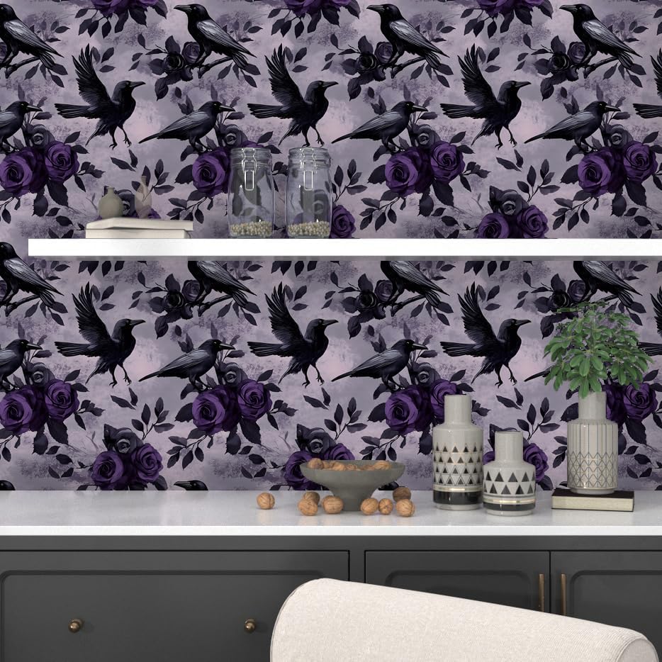 Vintage Bird Leaf Floral Wallpaper Peel and Stick 17.5" x 118",Blue | Self Adhesive/Removable/Waterproof/Thick Vinyl Contact Paper for Bathroom Bedroom Shelf Cabinet Drawer,Prepasted,Easy Peel