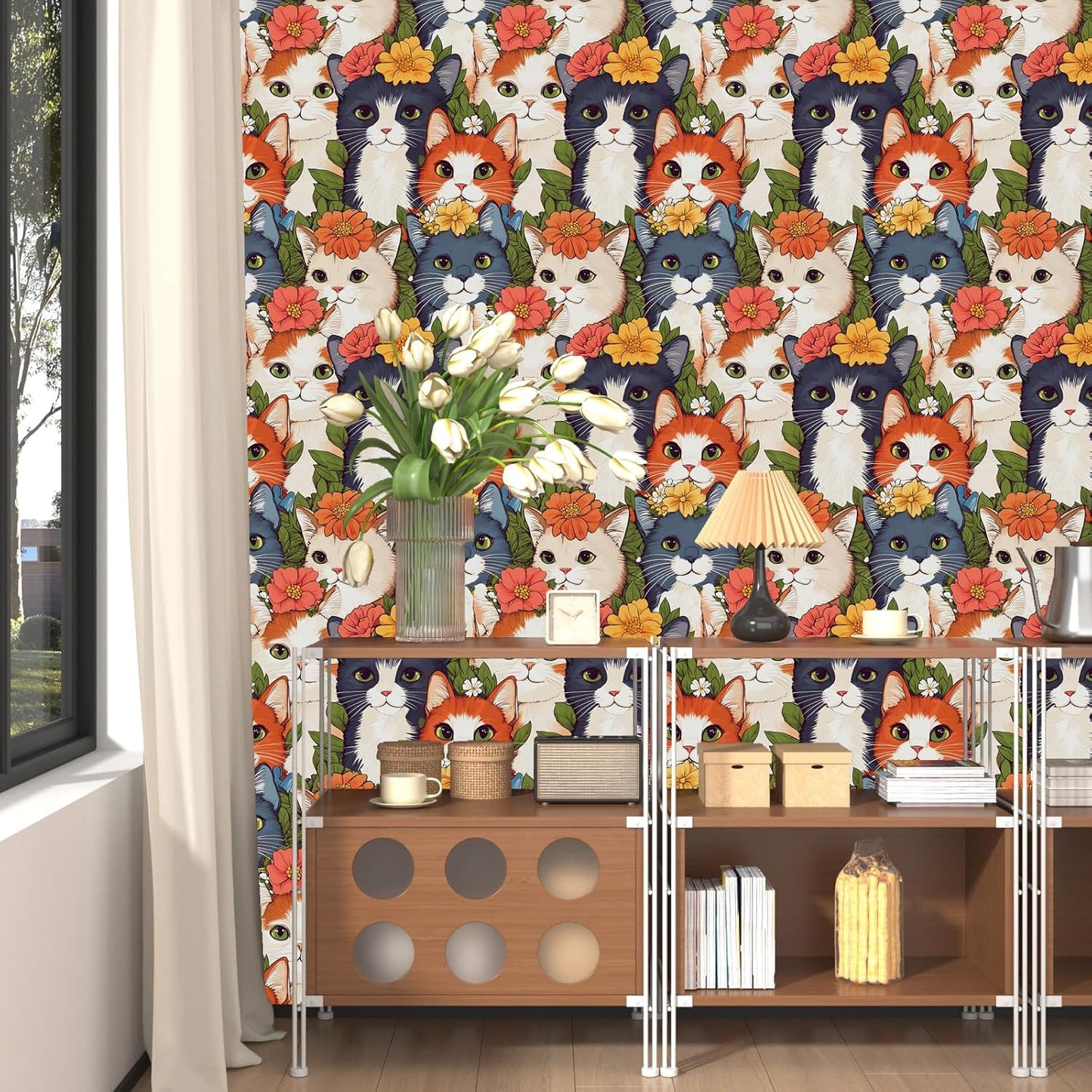 Vintage Bird Leaf Floral Wallpaper Peel and Stick 17.5" x 118",Blue | Self Adhesive/Removable/Waterproof/Thick Vinyl Contact Paper for Bathroom Bedroom Shelf Cabinet Drawer,Prepasted,Easy Peel