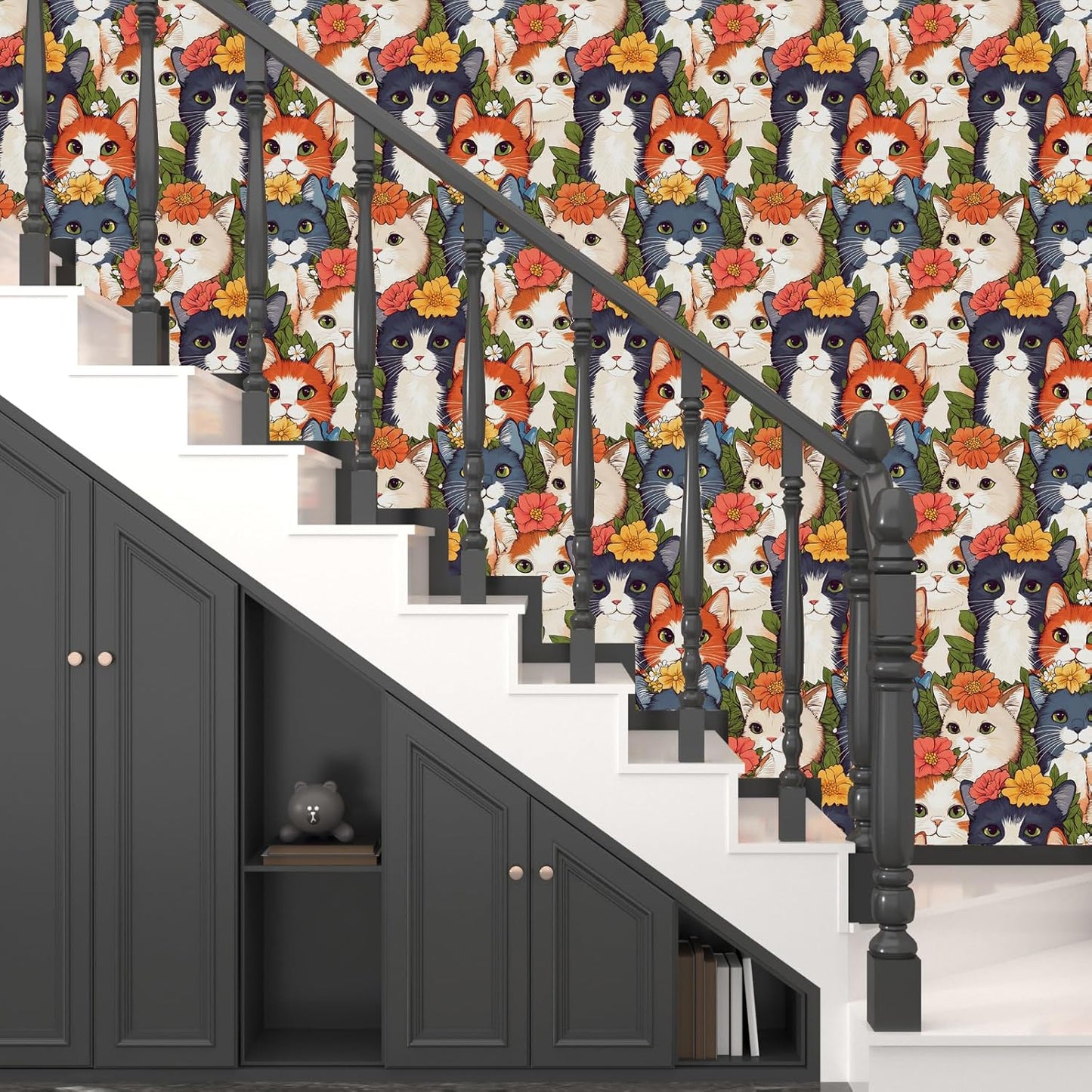 Vintage Bird Leaf Floral Wallpaper Peel and Stick 17.5" x 118",Blue | Self Adhesive/Removable/Waterproof/Thick Vinyl Contact Paper for Bathroom Bedroom Shelf Cabinet Drawer,Prepasted,Easy Peel