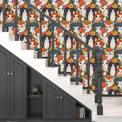 Vintage Bird Leaf Floral Wallpaper Peel and Stick 17.5" x 118",Blue | Self Adhesive/Removable/Waterproof/Thick Vinyl Contact Paper for Bathroom Bedroom Shelf Cabinet Drawer,Prepasted,Easy Peel