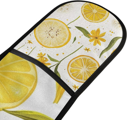 Yellow Dandelions and Summer Lemon Slices Oven Mitts Pot Holder Heat Resistant Double Kitchen Oven Mitt Soft Cotton Lining Hot Pads Thick Gloves for Cooking Banquet Bbq Thanksgiving Christmas D