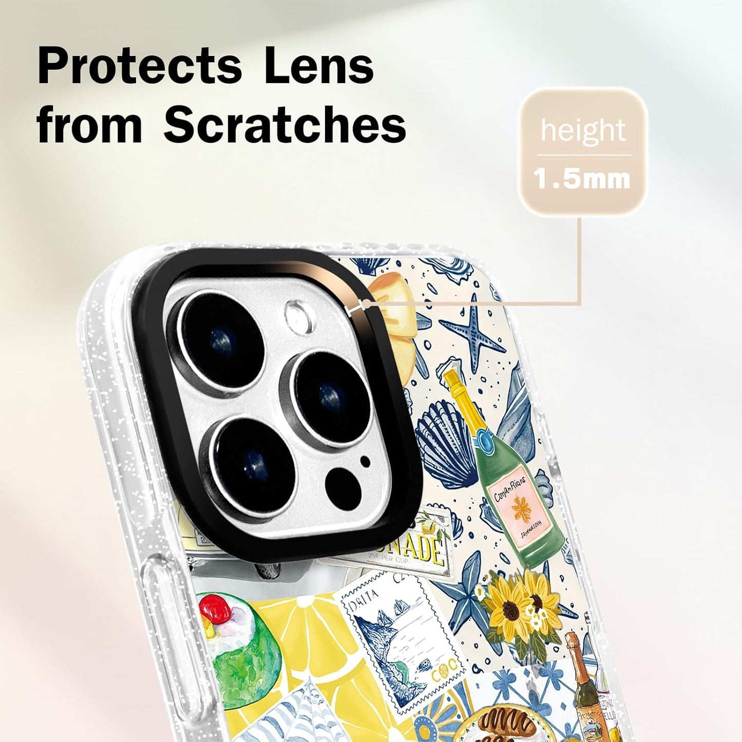 for iPhone 17 Case [Military-Grade Drop Protection/Coastal Soft Slim TPU Protective/Camera Protection/for Women & Girls] - Romance Coastal Lemon & Summer Collage