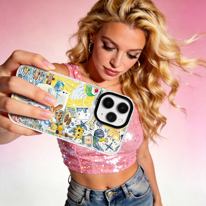 for iPhone 17 Case [Military-Grade Drop Protection/Coastal Soft Slim TPU Protective/Camera Protection/for Women & Girls] - Romance Coastal Lemon & Summer Collage