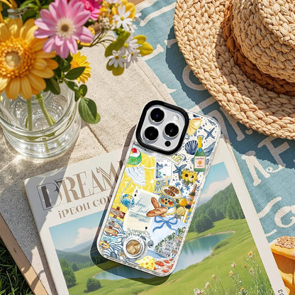 for iPhone 17 Case [Military-Grade Drop Protection/Coastal Soft Slim TPU Protective/Camera Protection/for Women & Girls] - Romance Coastal Lemon & Summer Collage