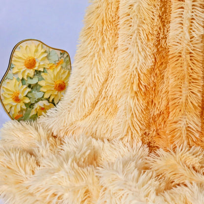 Plush Super Soft Blanket Bedding Sofa Cover Furry Fuzzy Fur Warm Throw Qulit Cozy Couch Blanket for Winter (63"x79",Tie Dye Yellow)