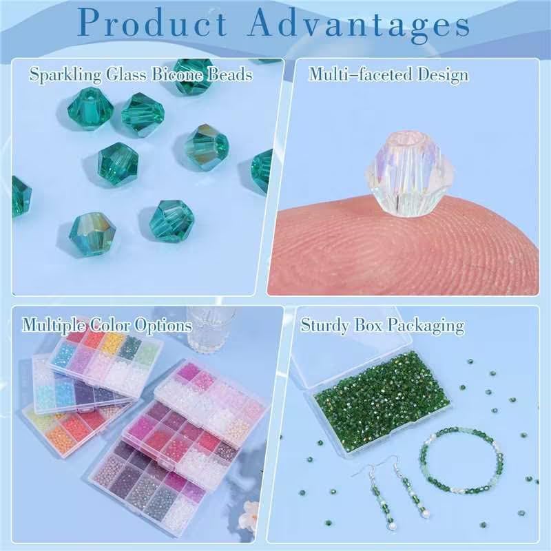 1000Pcs 4mm Faceted Crystal Glass Bicone Beads Loose Bead for DIY Bracelet Necklace Earring Keychain Jewelry Making,Yellow AB