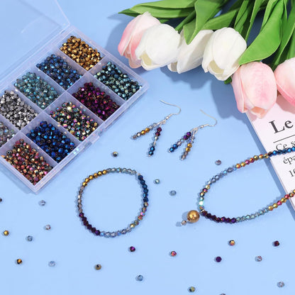 1000Pcs 4mm Faceted Crystal Glass Bicone Beads Loose Bead for DIY Bracelet Necklace Earring Keychain Jewelry Making,Yellow AB