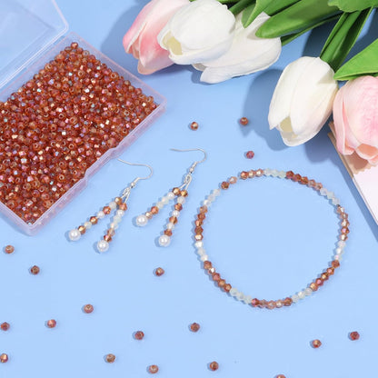 1000Pcs 4mm Faceted Crystal Glass Bicone Beads Loose Bead for DIY Bracelet Necklace Earring Keychain Jewelry Making,Yellow AB