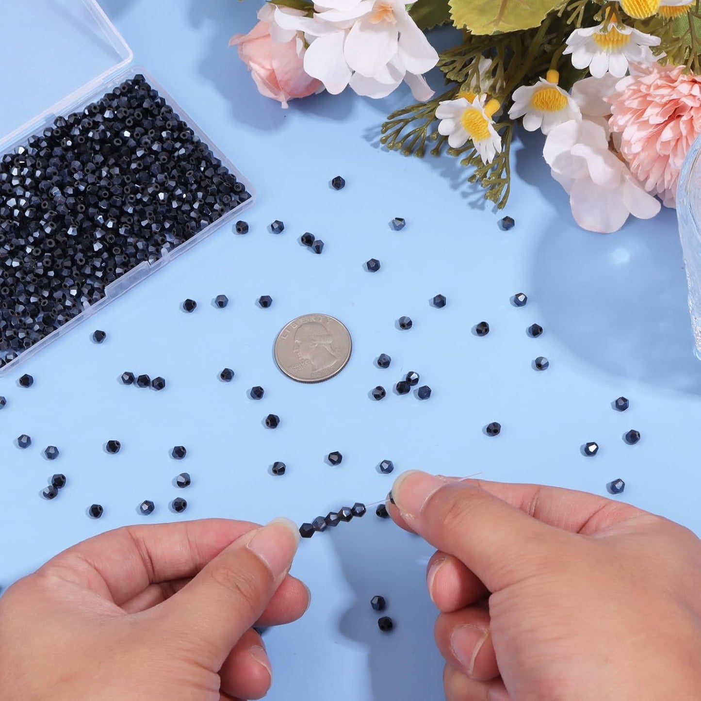 1000Pcs 4mm Faceted Crystal Glass Bicone Beads Loose Bead for DIY Bracelet Necklace Earring Keychain Jewelry Making,Yellow AB