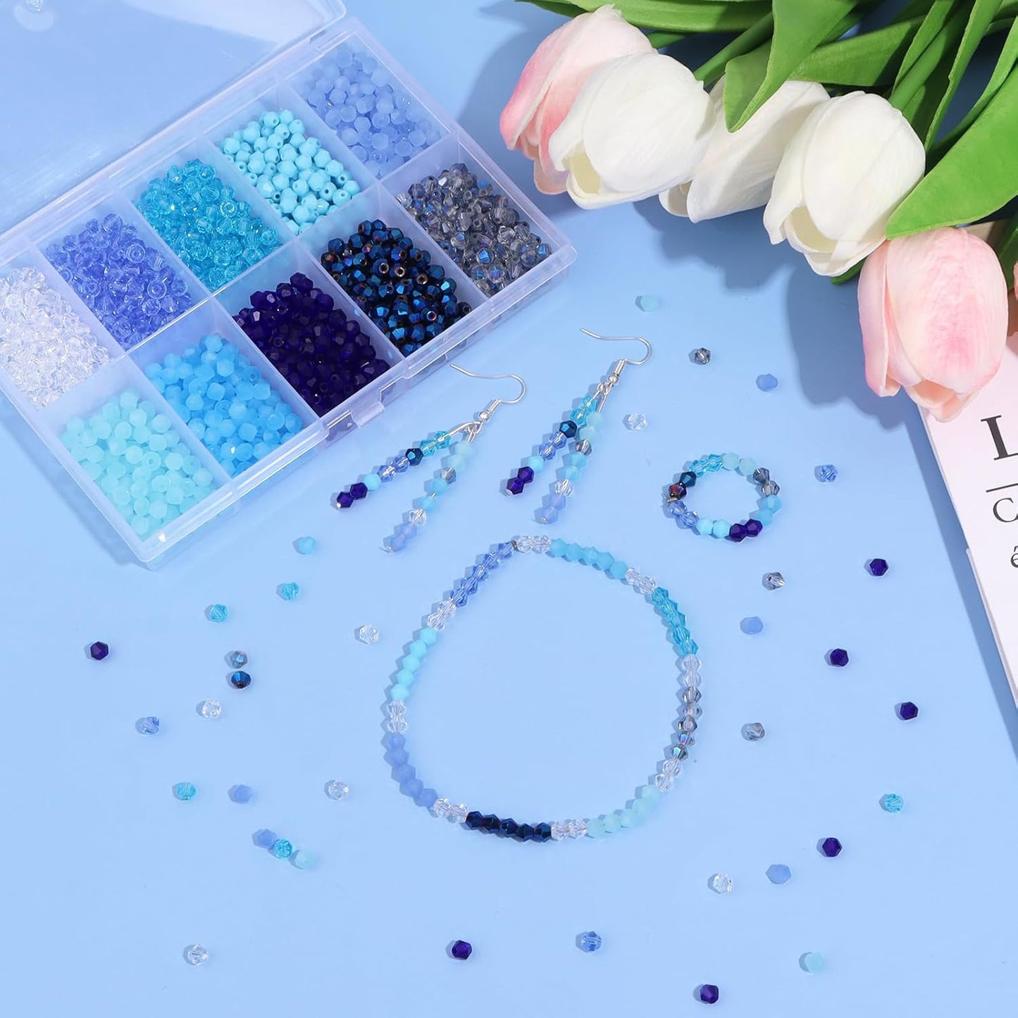 1000Pcs 4mm Faceted Crystal Glass Bicone Beads Loose Bead for DIY Bracelet Necklace Earring Keychain Jewelry Making,Yellow AB
