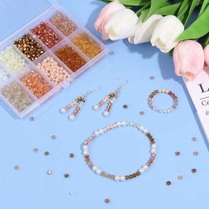 1000Pcs 4mm Faceted Crystal Glass Bicone Beads Loose Bead for DIY Bracelet Necklace Earring Keychain Jewelry Making,Yellow AB