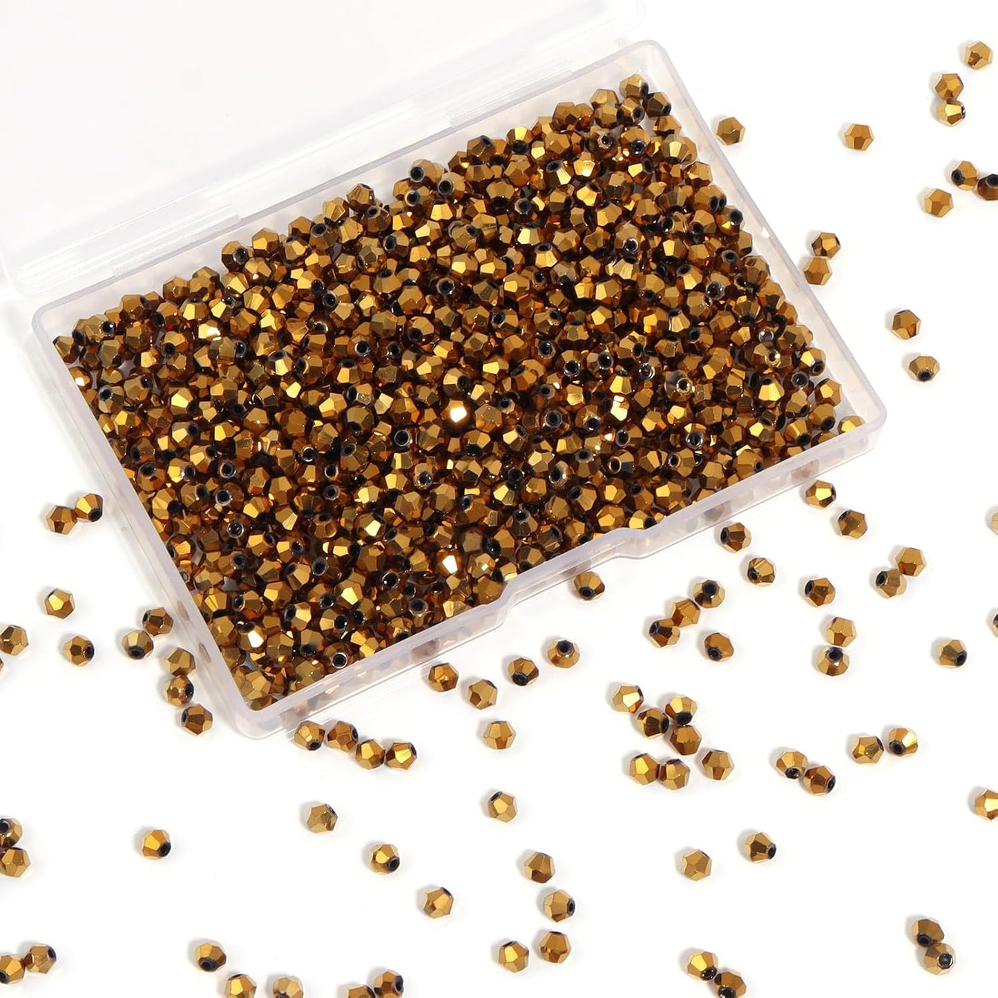 1000Pcs 4mm Faceted Crystal Glass Bicone Beads Loose Bead for DIY Bracelet Necklace Earring Keychain Jewelry Making,Yellow AB