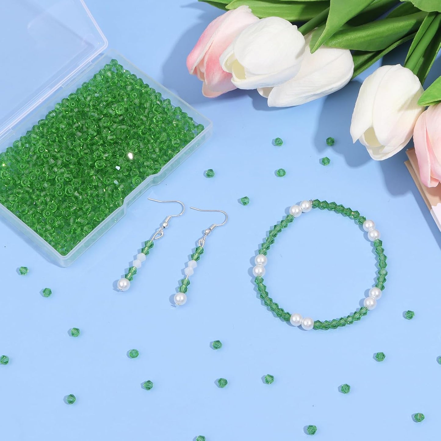1000Pcs 4mm Faceted Crystal Glass Bicone Beads Loose Bead for DIY Bracelet Necklace Earring Keychain Jewelry Making,Yellow AB