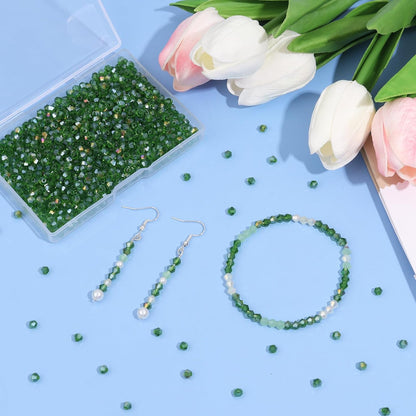 1000Pcs 4mm Faceted Crystal Glass Bicone Beads Loose Bead for DIY Bracelet Necklace Earring Keychain Jewelry Making,Yellow AB